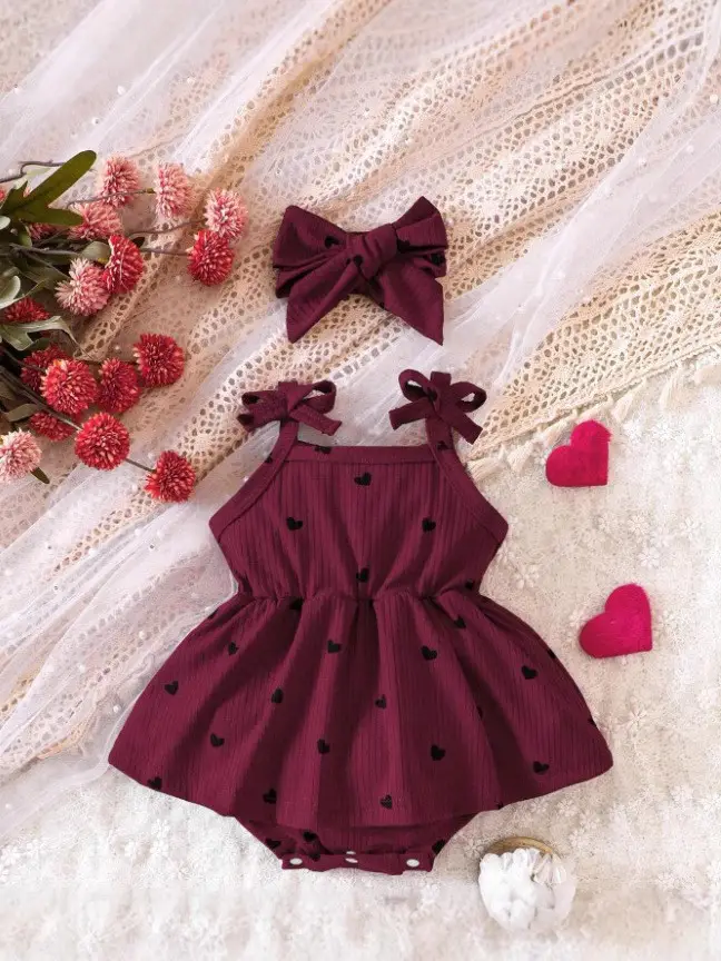 2025 Baby Skirt Dress Red Floral Cross-border
