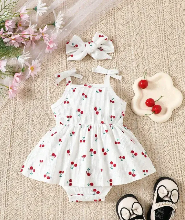 2025 Baby Skirt Dress Red Floral Cross-border — feature 1
