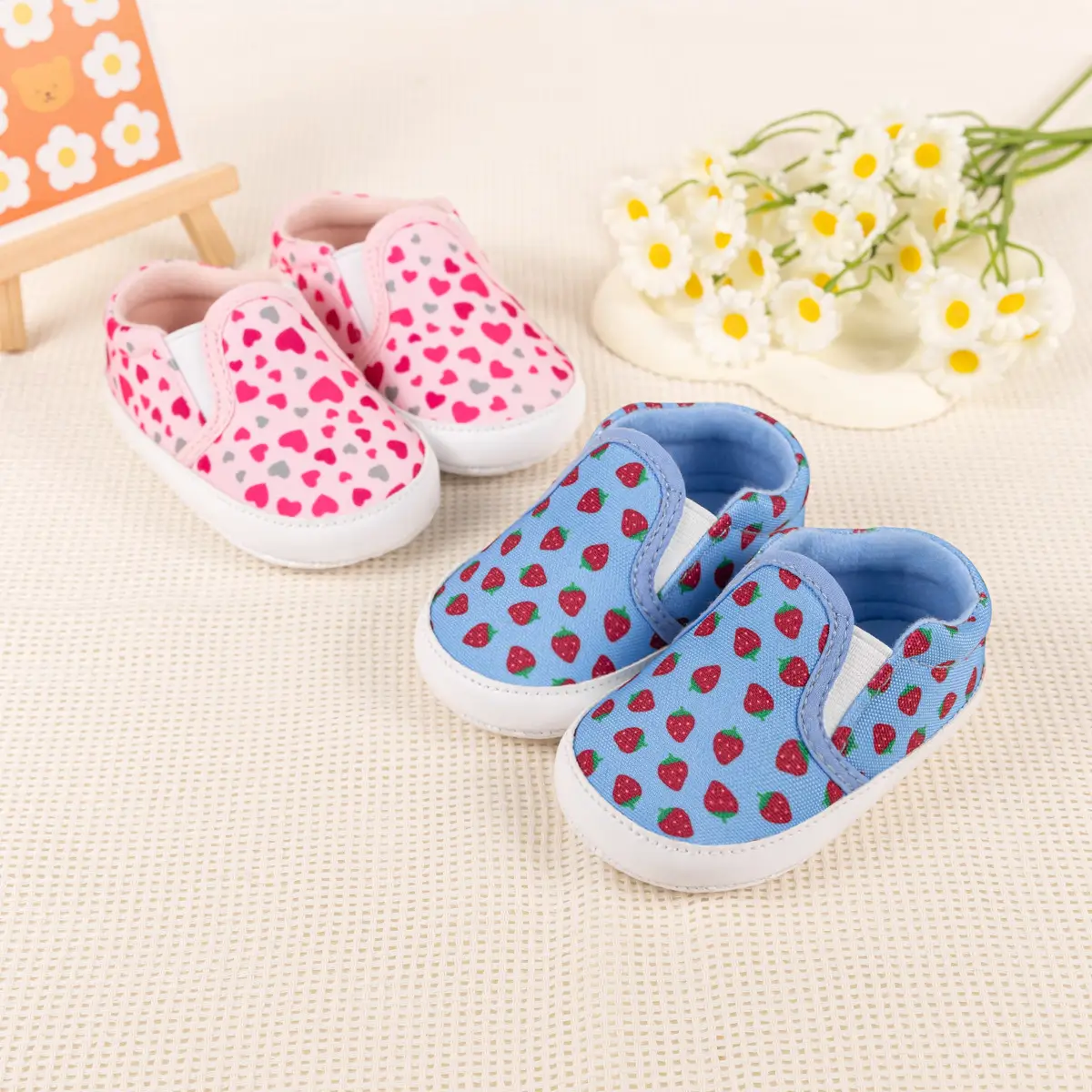 2025 Cross-border Spring and Summer New Love Strawberry Toddler Shoes Non-slip Soft Sole Slip-on Baby Shoes Baby Shoes