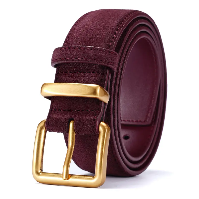 Women's Brown Suede Belt with Gold Buckle - Image 14