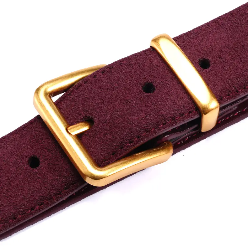 Women's Brown Suede Belt with Gold Buckle — feature 11
