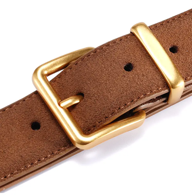 Women's Brown Suede Belt with Gold Buckle — feature 15