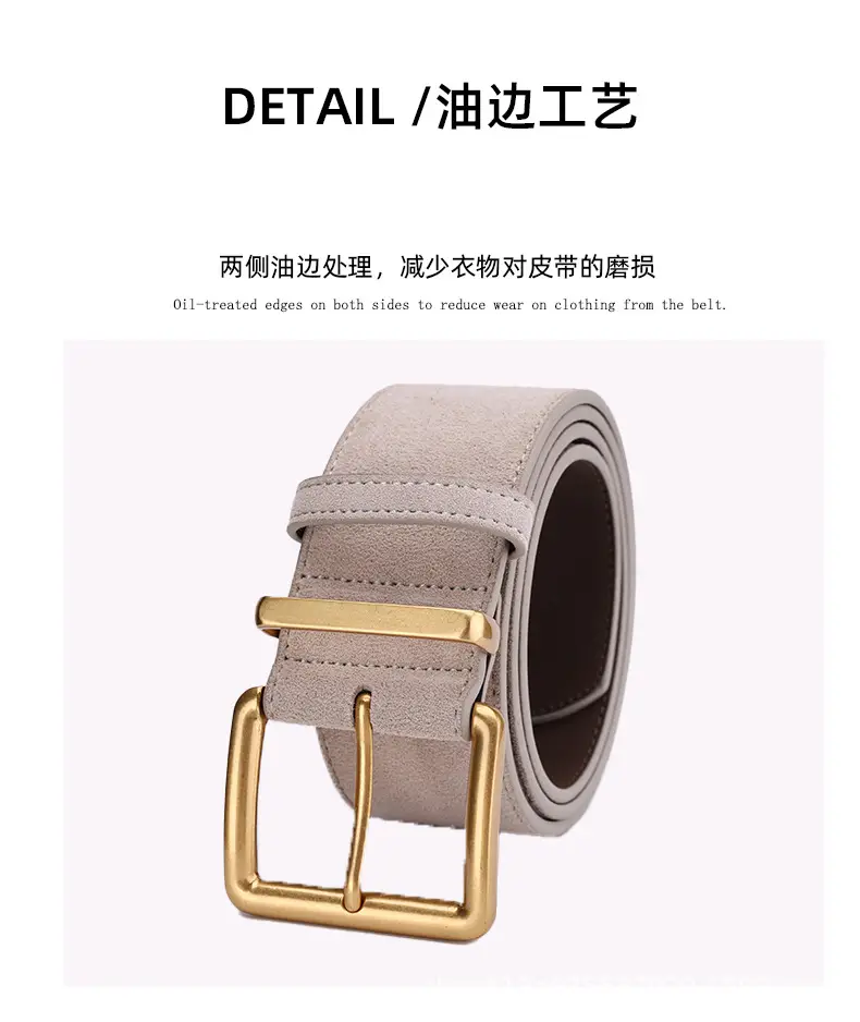 Women's Brown Suede Belt with Gold Buckle — feature 27