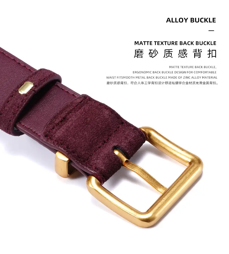 Women's Brown Suede Belt with Gold Buckle — feature 4