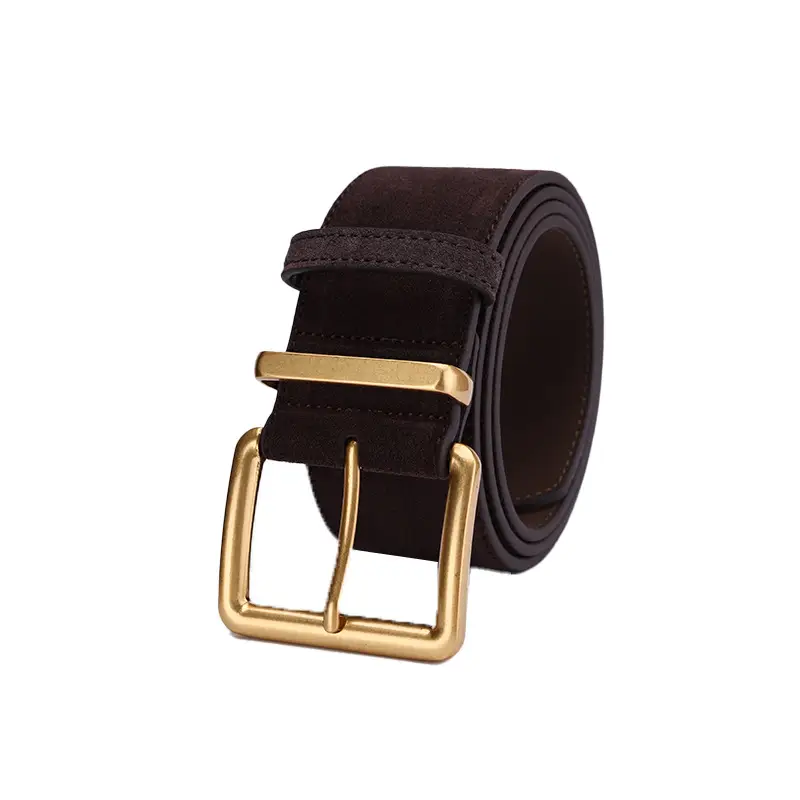 Women's Brown Suede Belt with Gold Buckle - Image 10