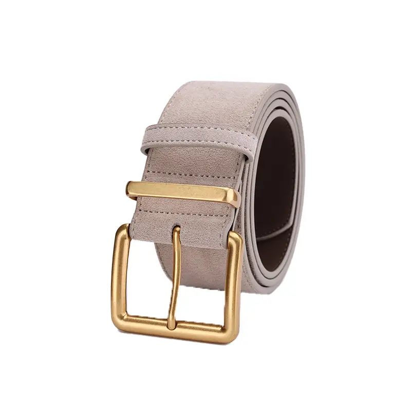 Women's Brown Suede Belt with Gold Buckle - Image 11