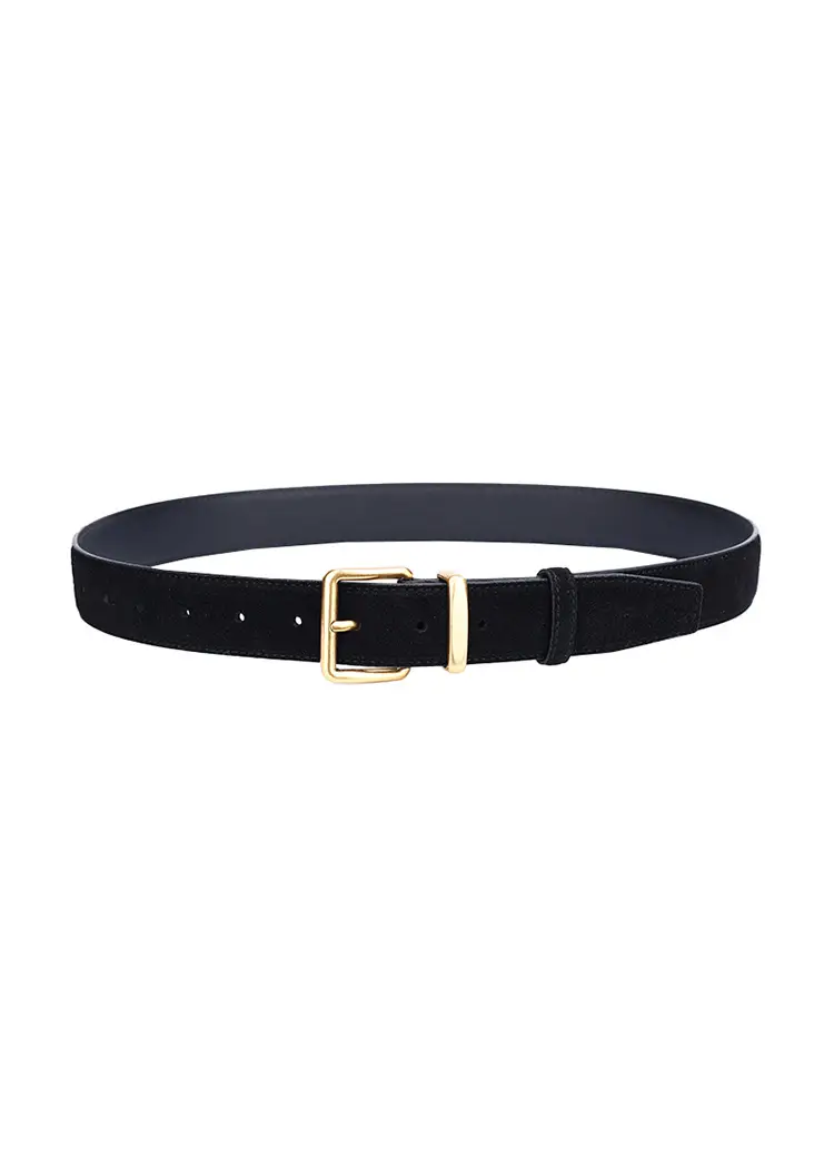 Women's Brown Suede Belt with Gold Buckle - Image 3