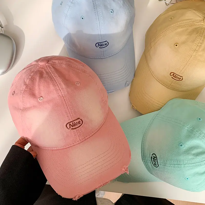 Women Korean Style Red Baseball Cap with Hole Peaked Cap - Image 12