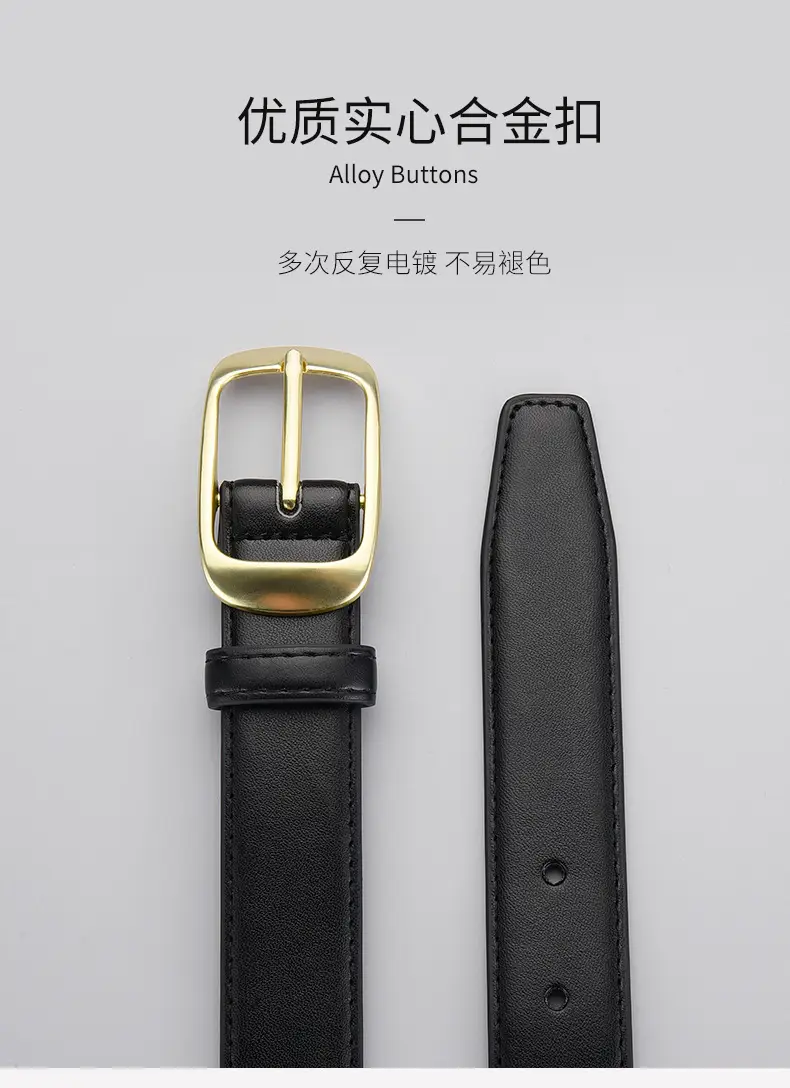 Women Genuine Leather Belt with Silver Buckle — feature 7