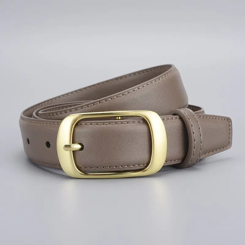Women Genuine Leather Belt with Silver Buckle - Image 3