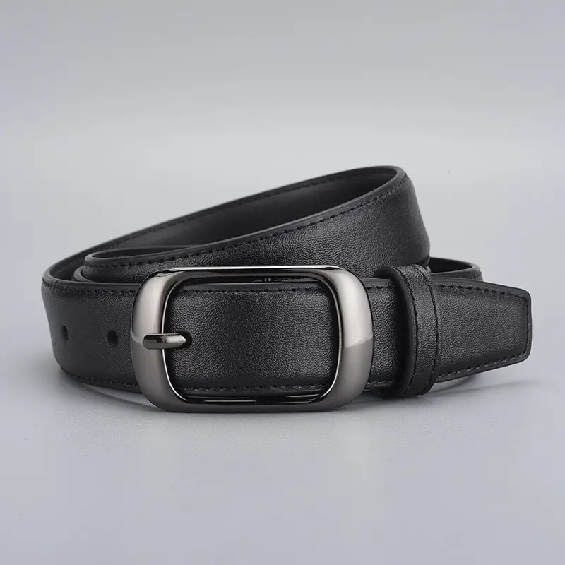 Women Genuine Leather Belt with Silver Buckle - Image 5