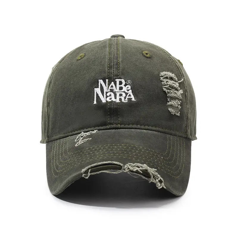 NABA NARA Washed Denim Cap Men Women Rip Cap