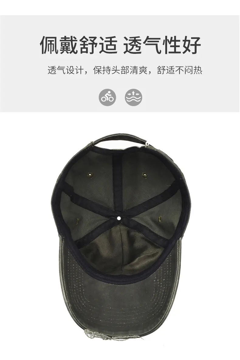 NABA NARA Washed Denim Cap Men Women Rip Cap — feature 5
