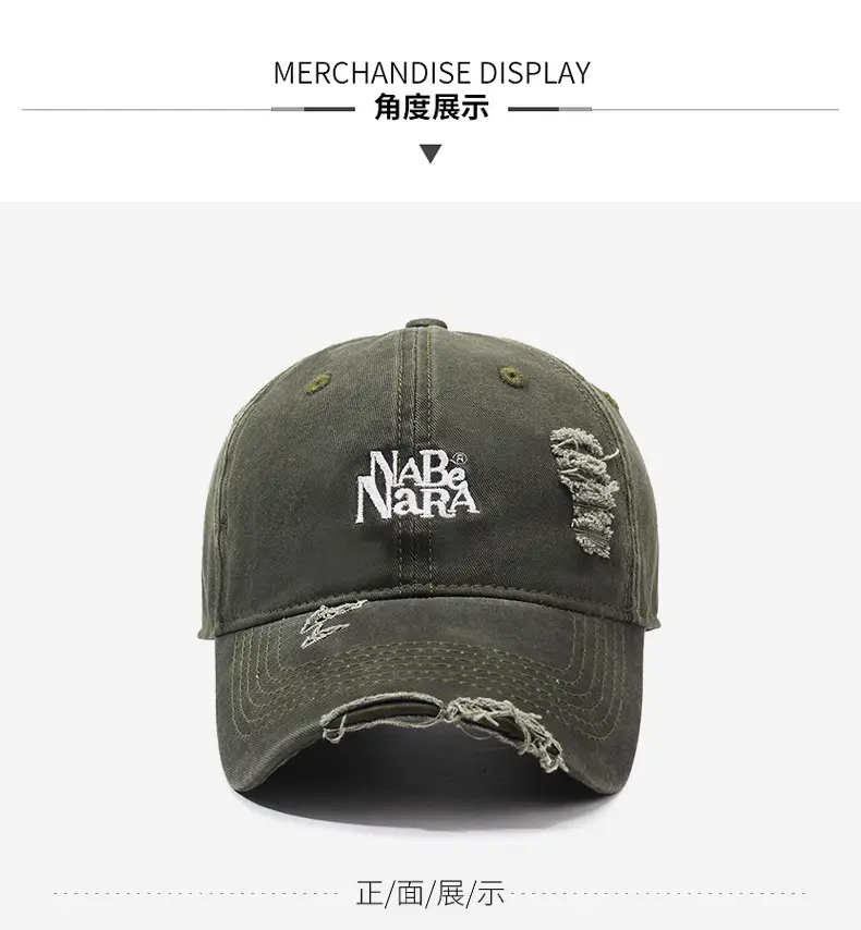 NABA NARA Washed Denim Cap Men Women Rip Cap — feature 9