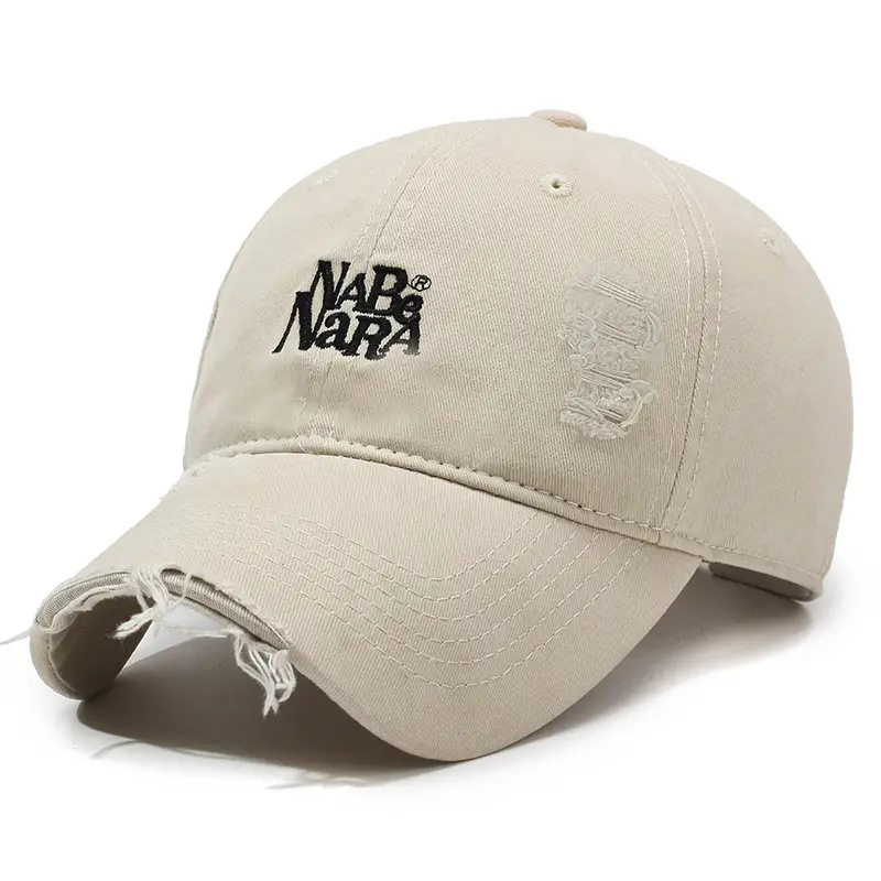 NABA NARA Washed Denim Cap Men Women Rip Cap