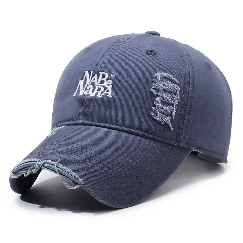 NABA NARA Washed Denim Cap Men Women Rip Cap