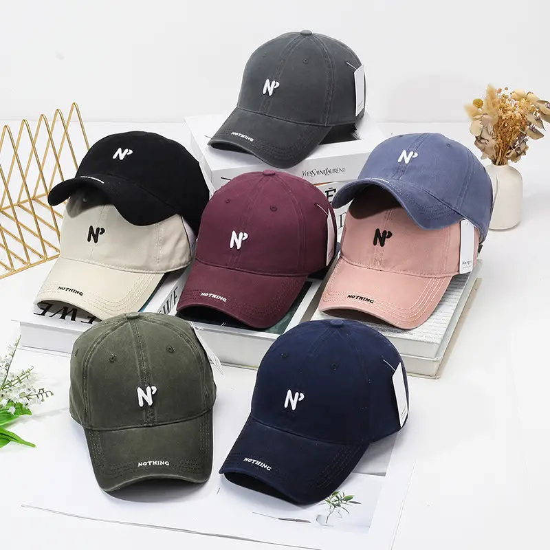 Pink Korean-style Washed Cap for Men Women