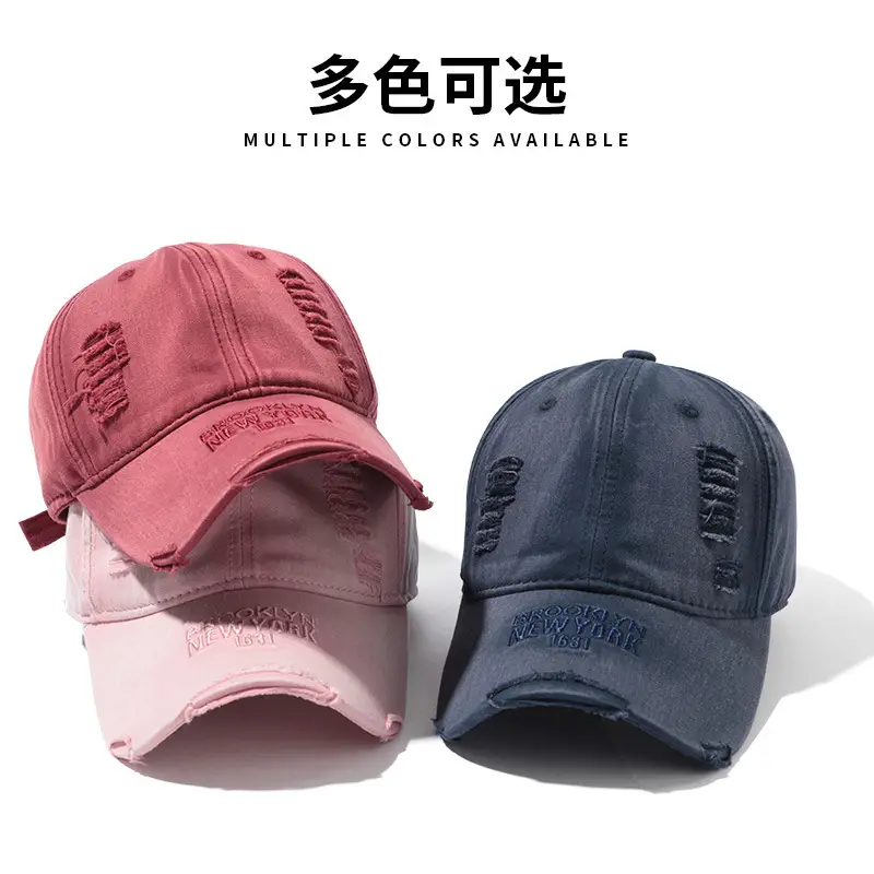 Vintage Ripped Baseball Cap for Men Black Hip-hop Style