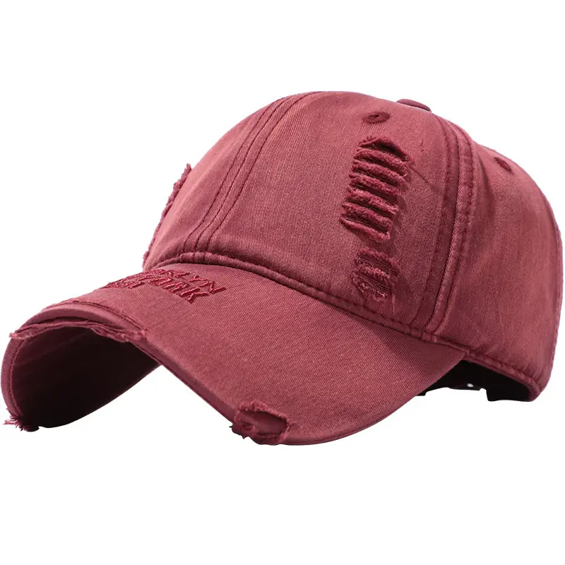Vintage Ripped Baseball Cap for Men Black Hip-hop Style