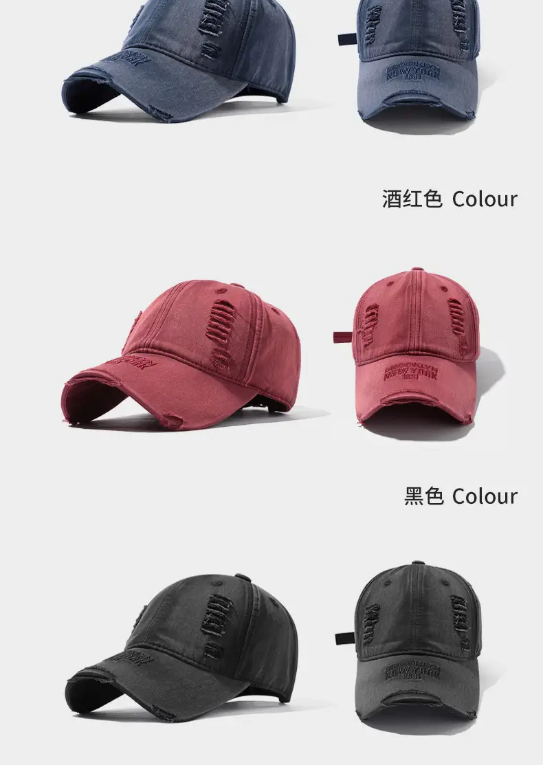 Vintage Ripped Baseball Cap for Men Black Hip-hop Style — feature 14