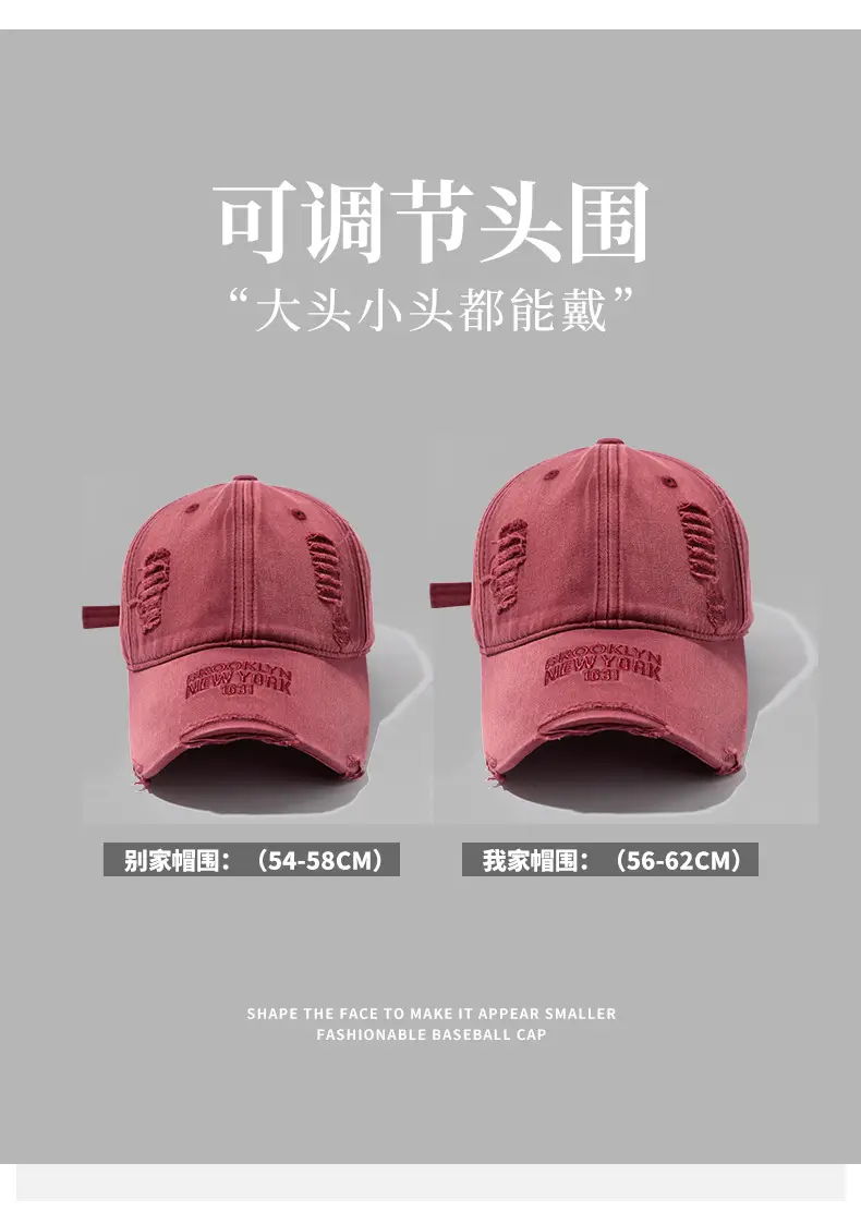 Vintage Ripped Baseball Cap for Men Black Hip-hop Style — feature 5