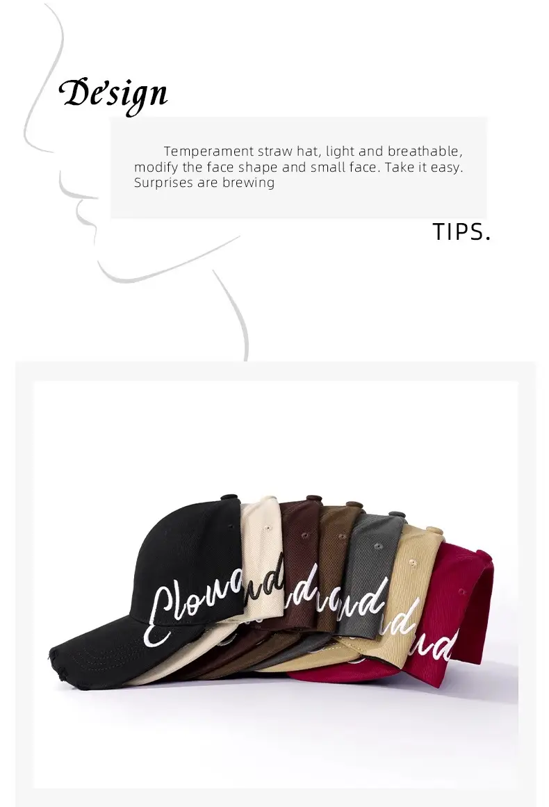 Women Large Head Circumference Letter Sun Hat — feature 4