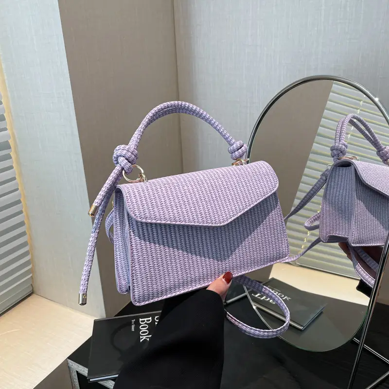 Purple Knitted Crossbody Bag for Women - Image 9