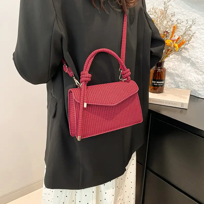 Purple Knitted Crossbody Bag for Women - Image 10