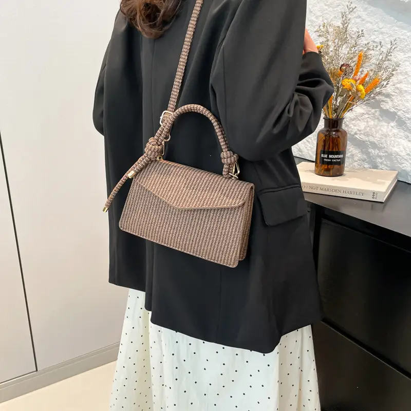 Purple Knitted Crossbody Bag for Women - Image 11