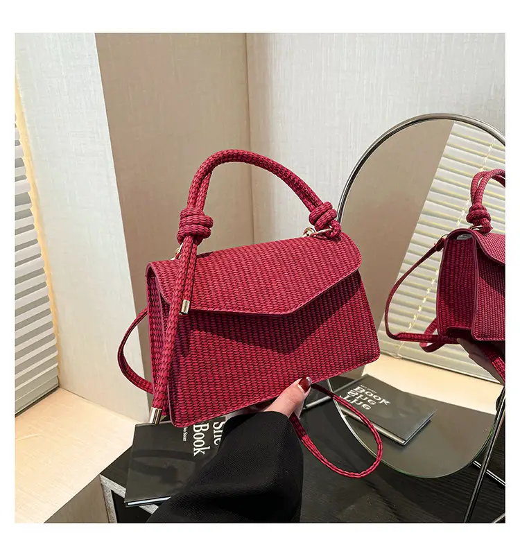Purple Knitted Crossbody Bag for Women - Image 4