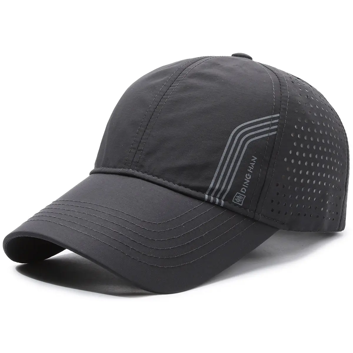 Men Black Wide Brim Baseball Cap with Mesh Back - Image 4