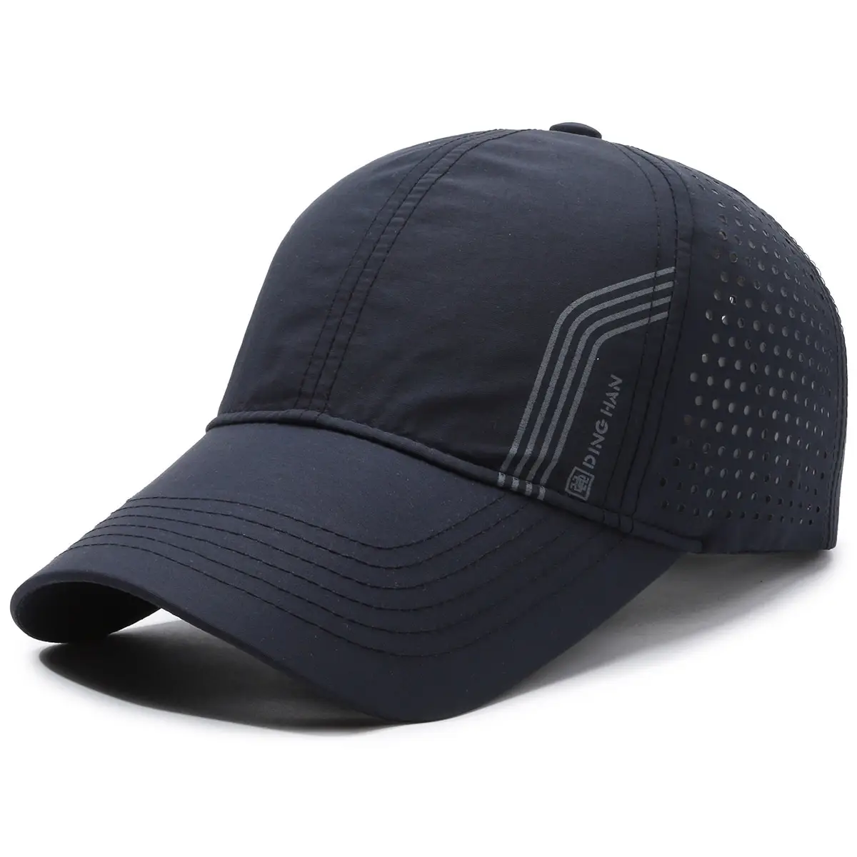 Men Black Wide Brim Baseball Cap with Mesh Back - Image 7
