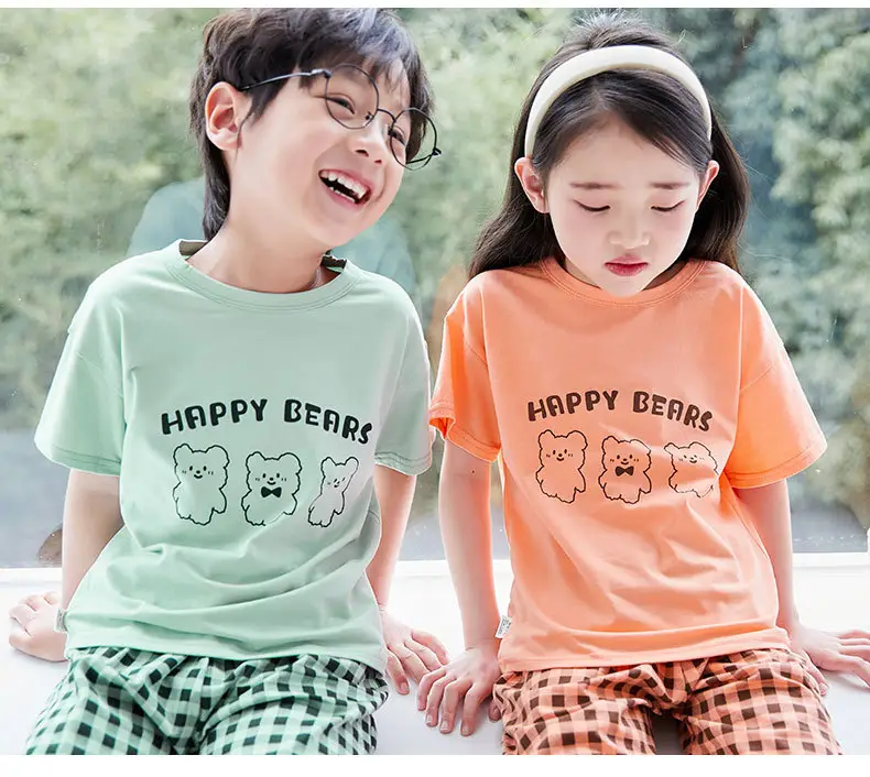 Children's Pajamas Cotton Summer Short-sleeved Trousers Baby Air Conditioning Home Clothes Little Boy Girl Cute Parent-child suit — feature 20