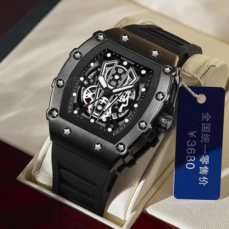 Men's Black Skeleton Watch with Black Strap - Image 17