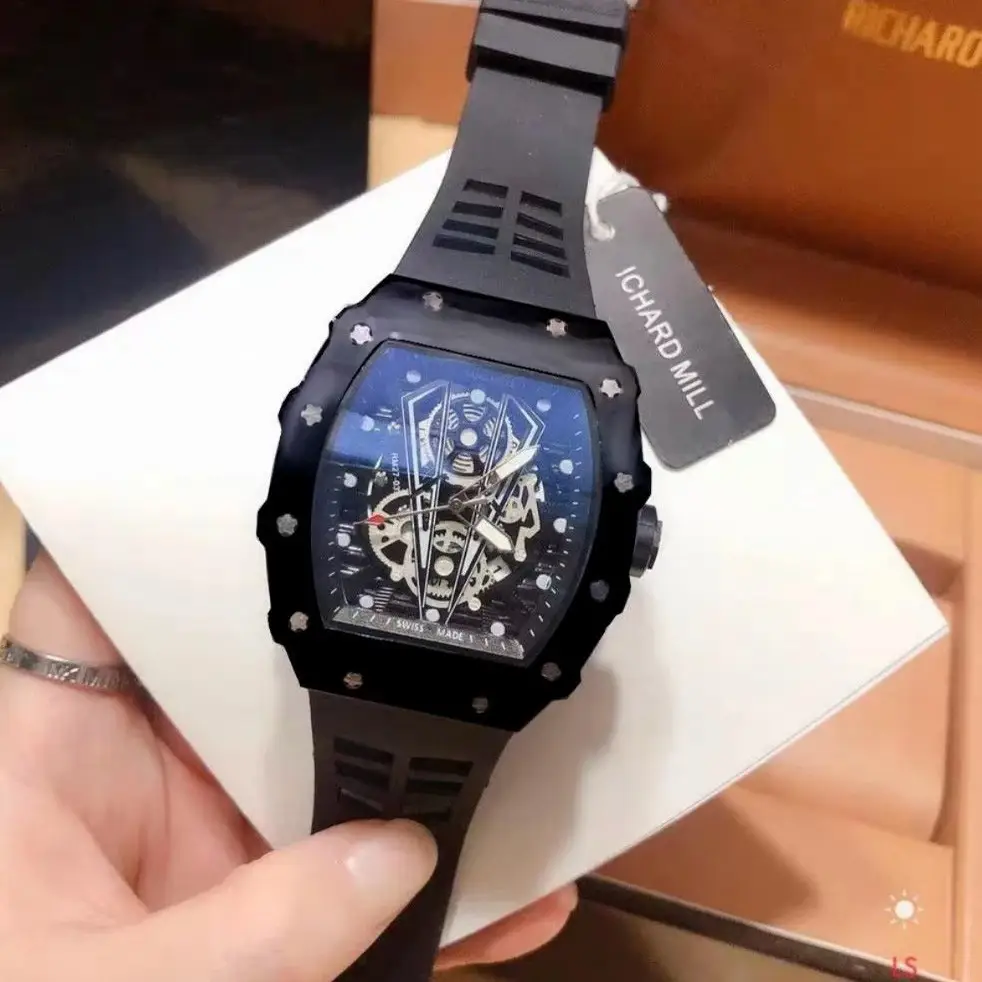 Men's Black Skeleton Watch with Black Strap - Image 19