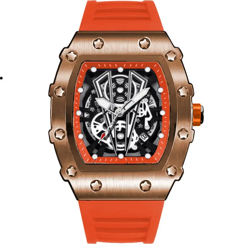 Men's Black Skeleton Watch with Black Strap - Image 10