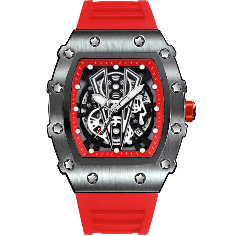 Men's Black Skeleton Watch with Black Strap - Image 12