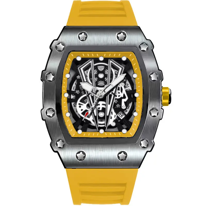 Men's Black Skeleton Watch with Black Strap - Image 13