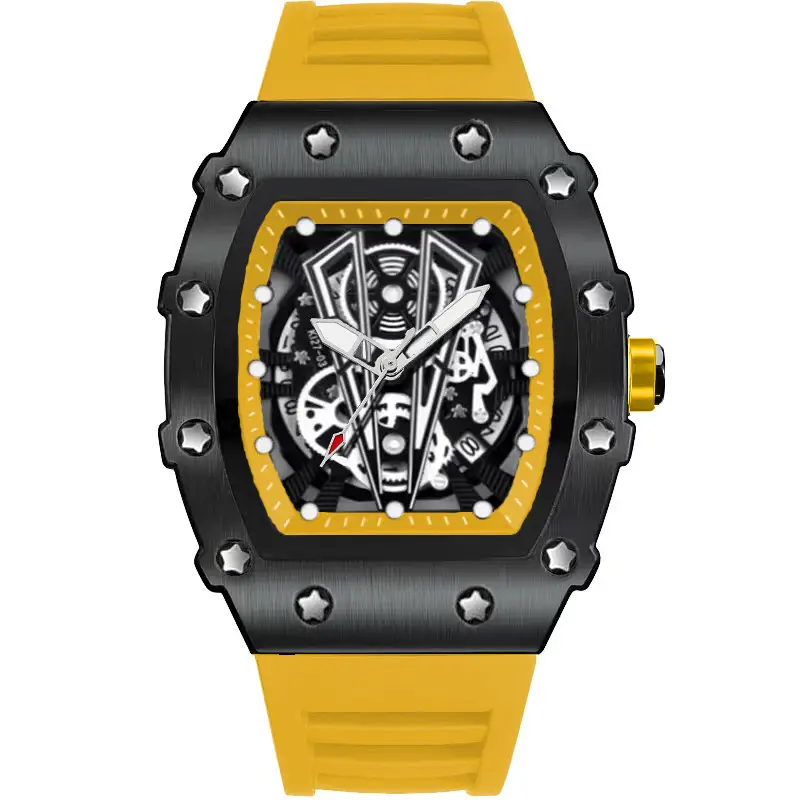 Men's Black Skeleton Watch with Black Strap - Image 3