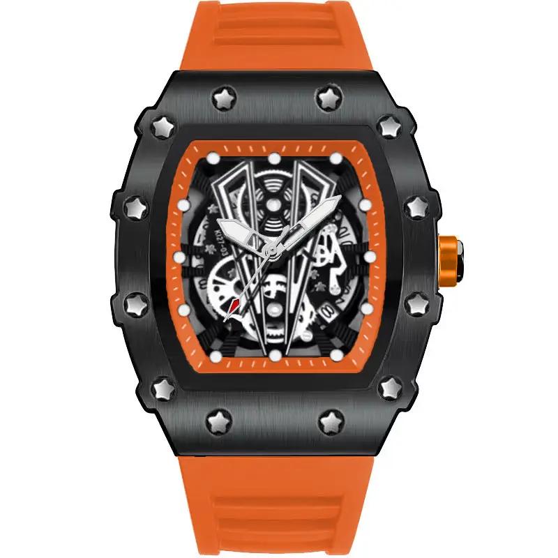 Men's Black Skeleton Watch with Black Strap - Image 5