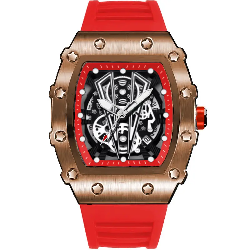 Men's Black Skeleton Watch with Black Strap - Image 7