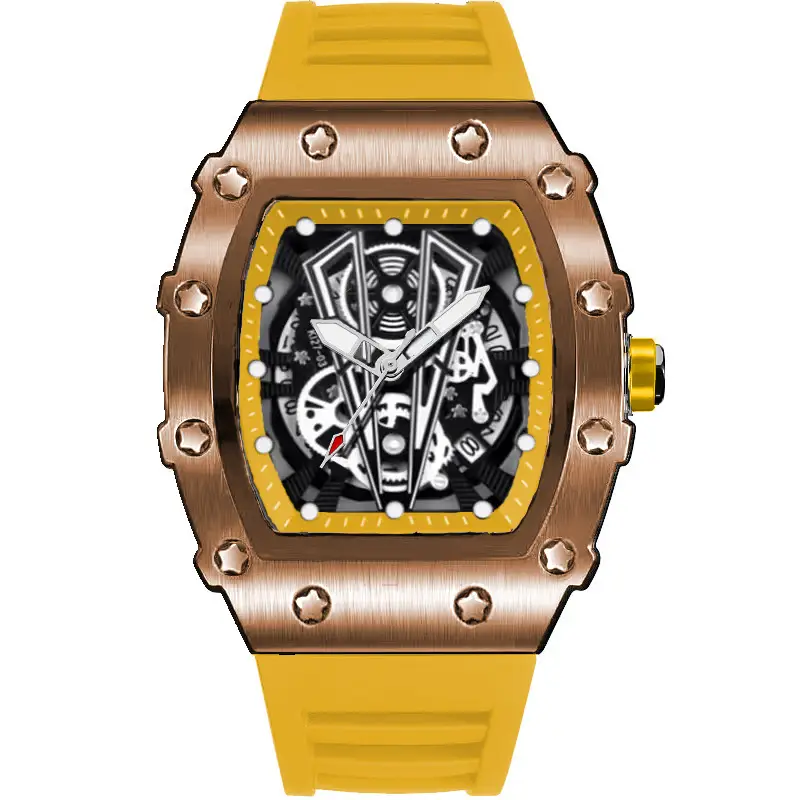 Men's Black Skeleton Watch with Black Strap - Image 8