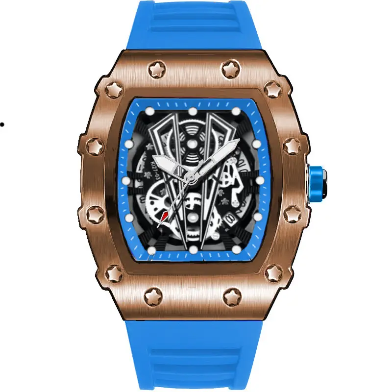 Men's Black Skeleton Watch with Black Strap - Image 9