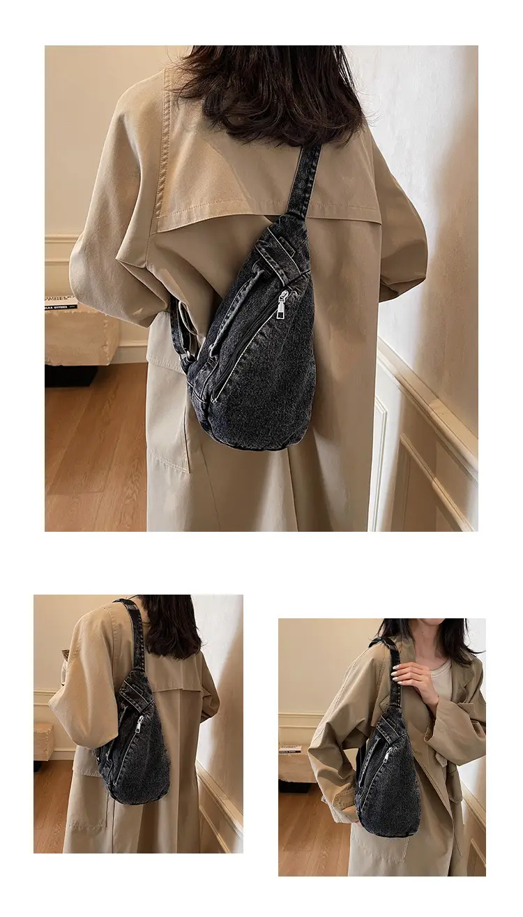 Vintage Denim Crossbody Bag for Women Large Capacity Casual Shoulder Bag — feature 10