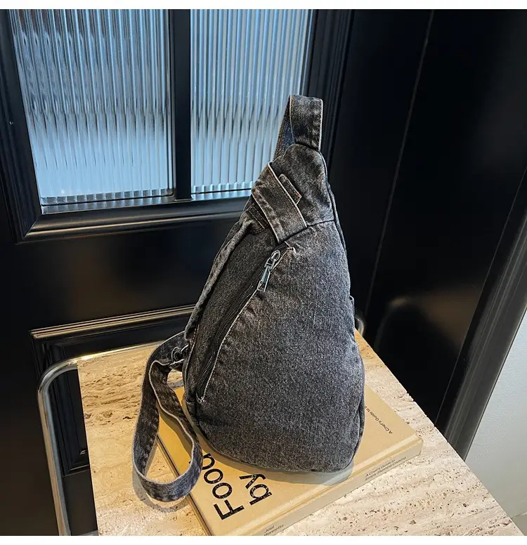 Vintage Denim Crossbody Bag for Women Large Capacity Casual Shoulder Bag — feature 17