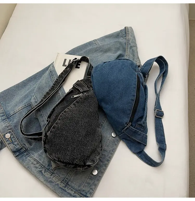 Vintage Denim Crossbody Bag for Women Large Capacity Casual Shoulder Bag — feature 20