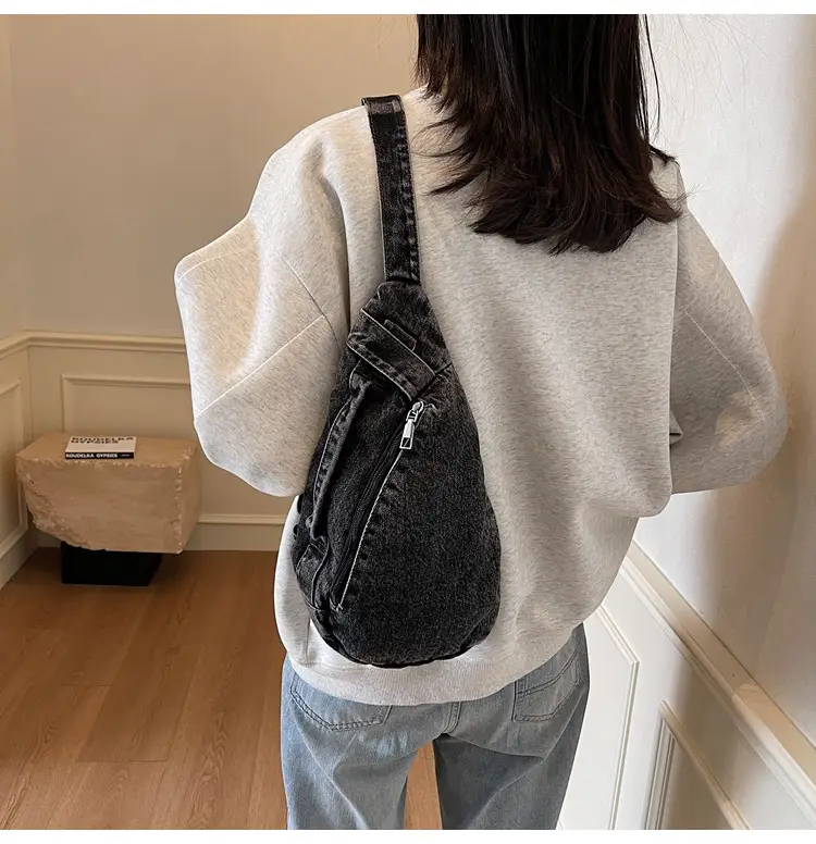 Vintage Denim Crossbody Bag for Women Large Capacity Casual Shoulder Bag — feature 27