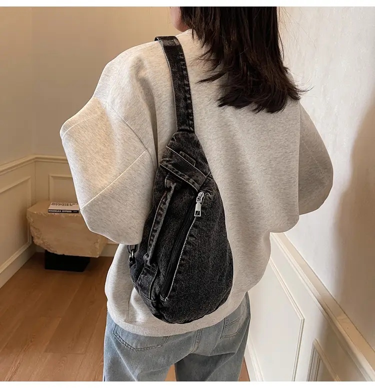 Vintage Denim Crossbody Bag for Women Large Capacity Casual Shoulder Bag — feature 28