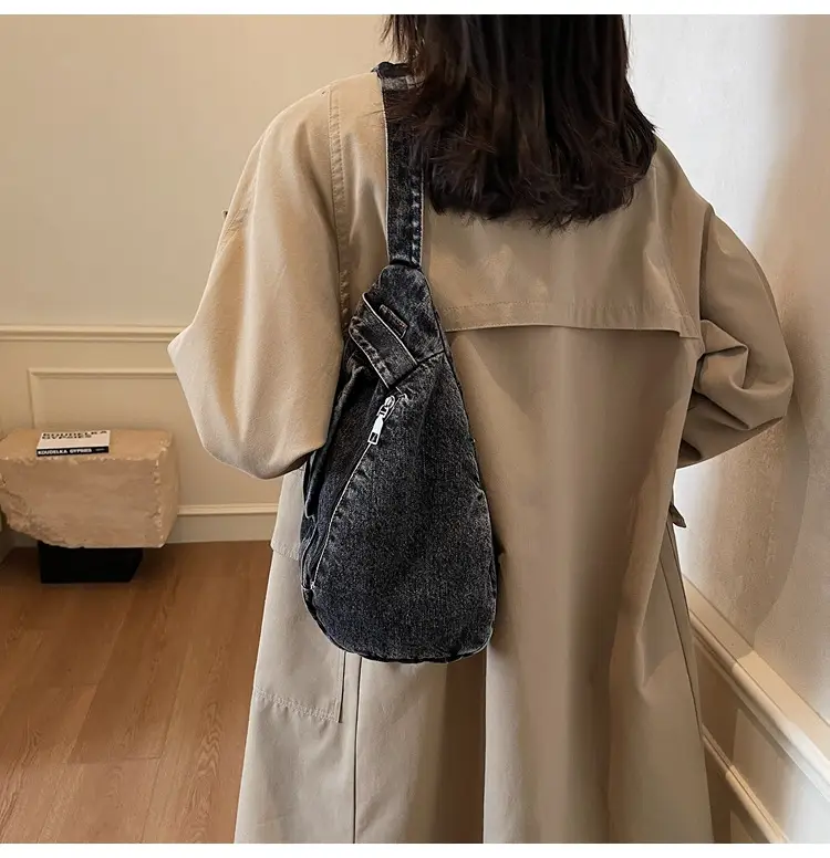 Vintage Denim Crossbody Bag for Women Large Capacity Casual Shoulder Bag — feature 29