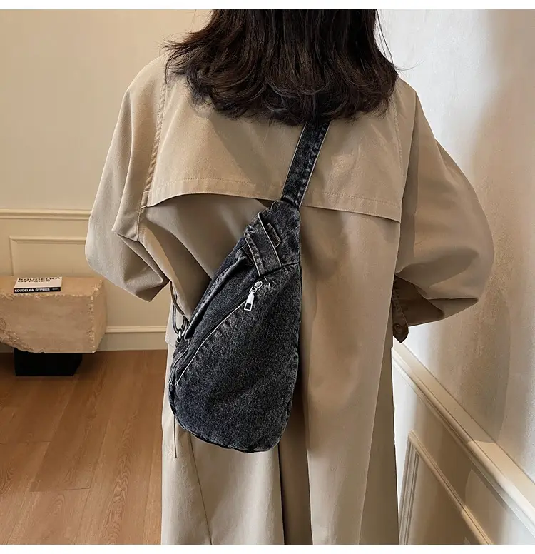 Vintage Denim Crossbody Bag for Women Large Capacity Casual Shoulder Bag — feature 31